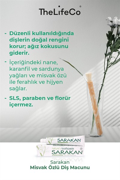 Sarakan Doğal Bitkisel Florürsüz Diş Macunu 50 ml (FLORÜRSÜZ, VEGAN, GLUTENSİZ)