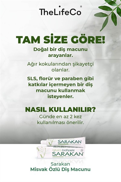 Sarakan Doğal Bitkisel Florürsüz Diş Macunu 50 ml (FLORÜRSÜZ, VEGAN, GLUTENSİZ)