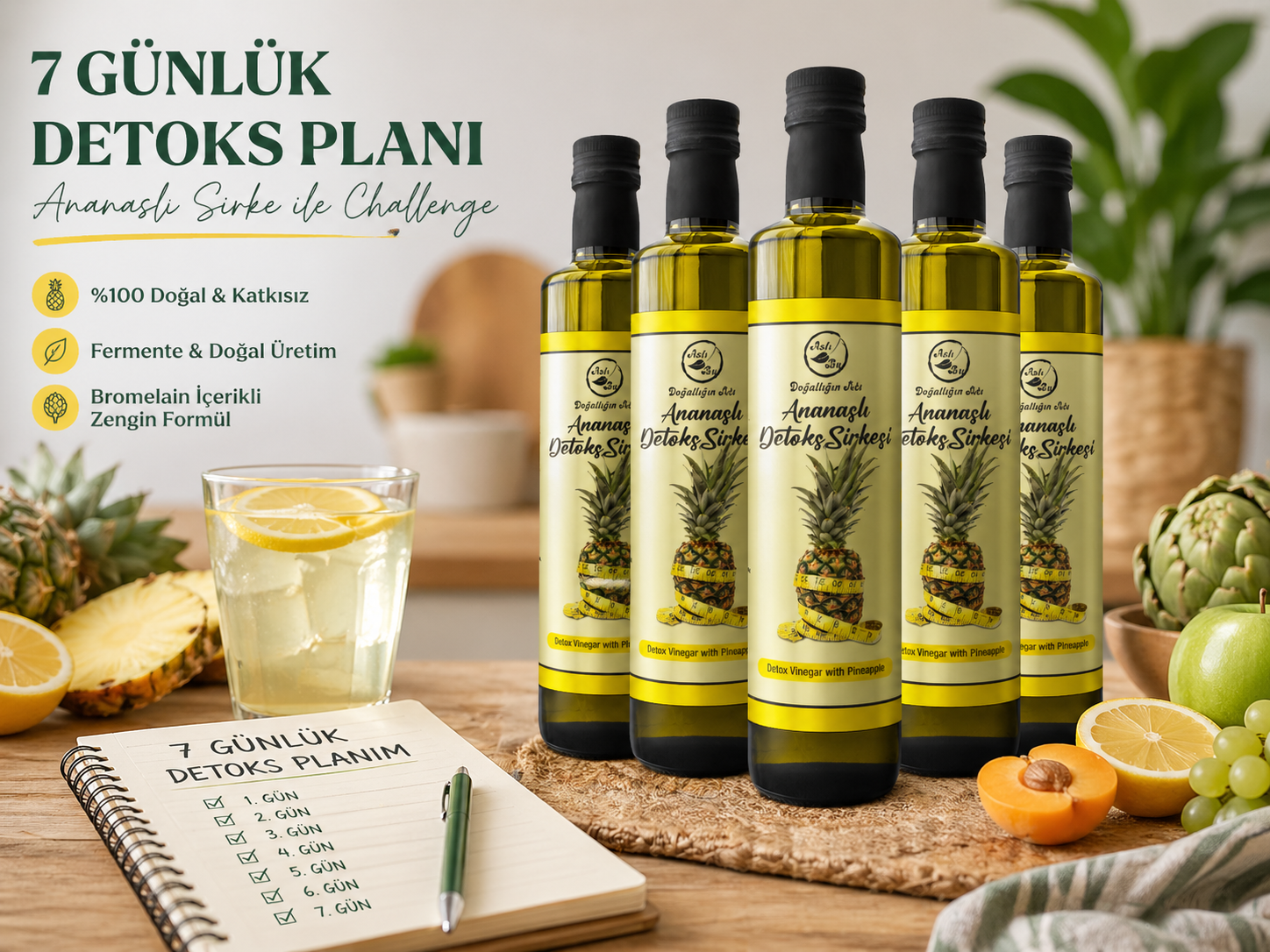 Detox sirke,Detoks sirke,Ananaslı sirke,Bromalain,Sirke,Organik sirke,Ananaslı sirke faydaları