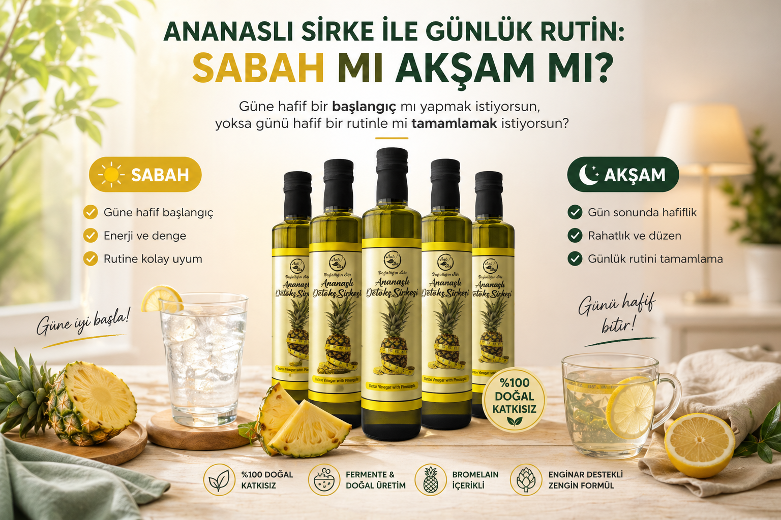 Detox rutini,Detoks sirkesi ne zaman içilir,En iyi detoks sirke,Ananaslı sirke,Rutin,Katkısız sirke