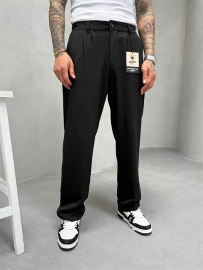 BAGGY KUMAŞ PANTOLON SİYAH