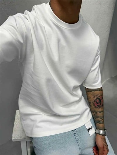 KEP's %100 Pamuk Oversize T-shirt Beyaz