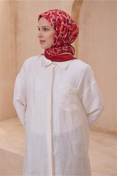 ÇİÇEK DESEN PREMIUM SOFT KIRMIZI EŞARP 11