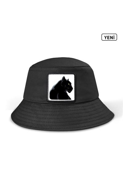 Panter Logolu Bucket Siyah Şapka