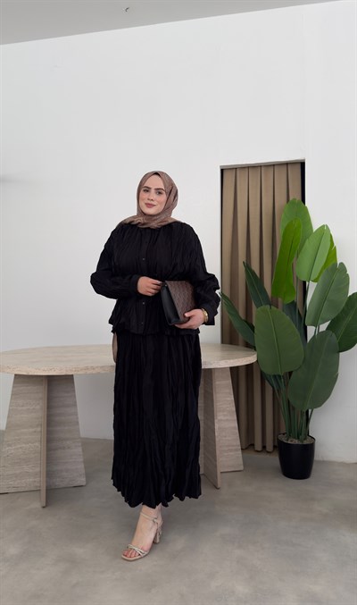 Sima Kraş Etekli Takım - Siyah