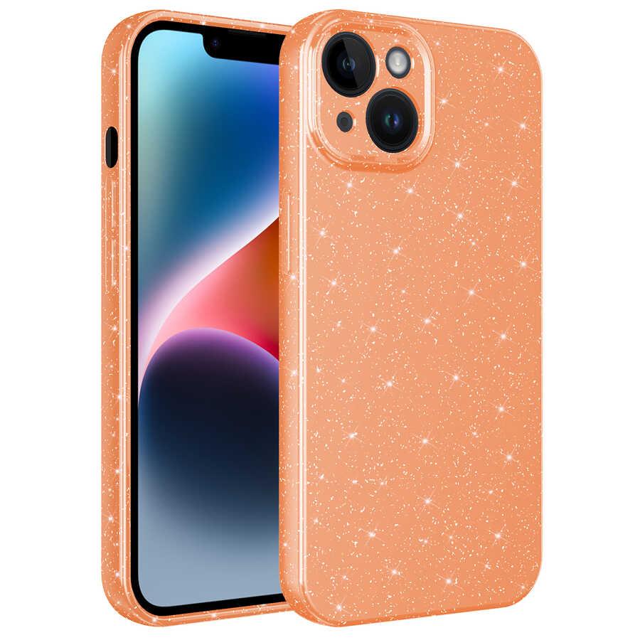 Apple iPhone 14 Kılıf Kamera Korumalı Simli Lüks Zore Koton Kapak
