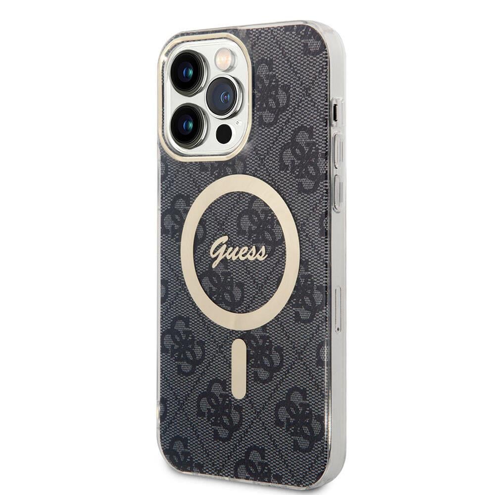 Apple iPhone 15 Pro Max Kılıf Guess Orjinal Lisanslı Magsafe Şarj Özellikli Yazı Logolu 4G Desenli Kapak