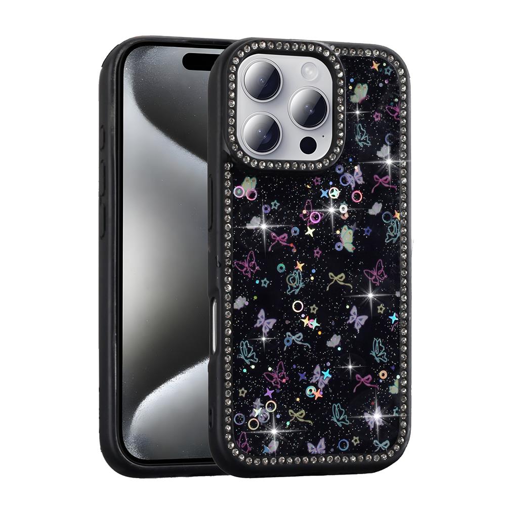 Apple iPhone 16 Pro Max Kılıf Taşlı ve Simli Tasarım Zore Azra Kapak