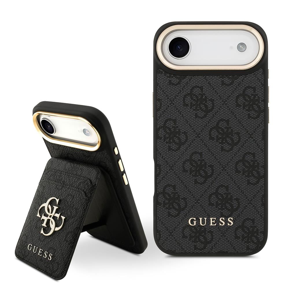 Apple iPhone 17 Air Kılıf Guess Orjinal Lisanslı M-safe Şarj Özellikli 4G Metal Büyük Logolu Kartlıklı Kapak