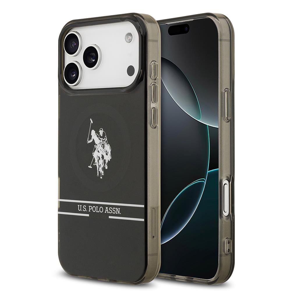 Apple iPhone 17 Pro Max Kılıf U.S. Polo Assn. Orjinal Lisanslı M-safe Şarj Özellikli IML Double Horse Stripe Logolu Kapak