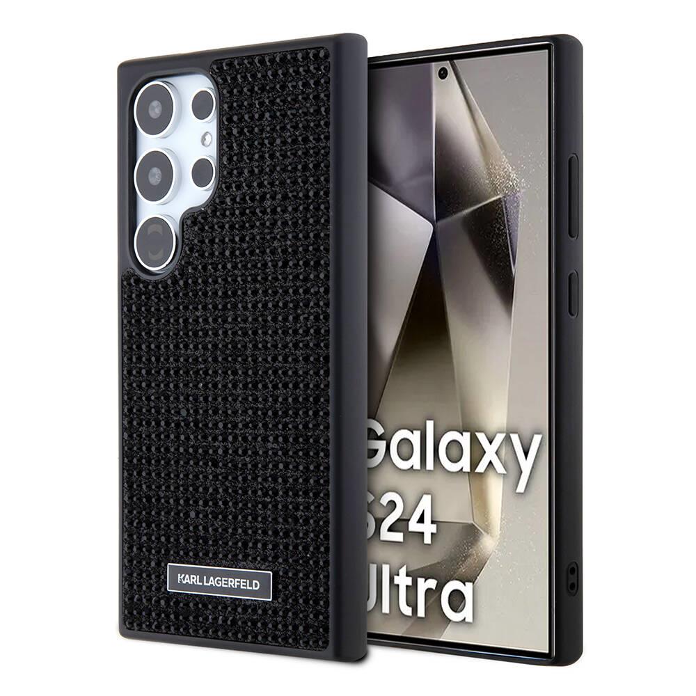 Galaxy S24 Ultra Kılıf Karl Lagerfeld Taşlı Metal Logo Orjinal Lisanslı Kapak