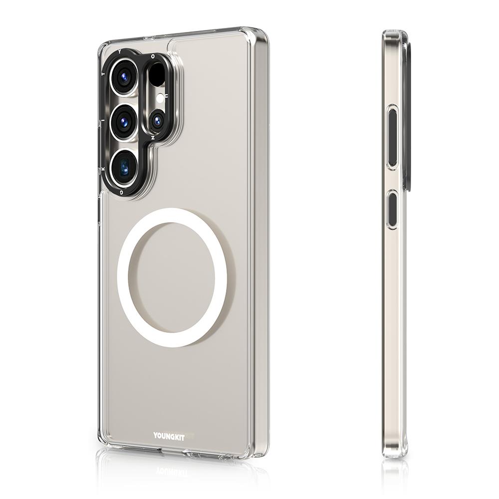 Galaxy S25 Ultra Kılıf Magsafe Şarj Özellikli Cam Arka Yüzey TPU Youngkit Gemstone Serisi Kapak