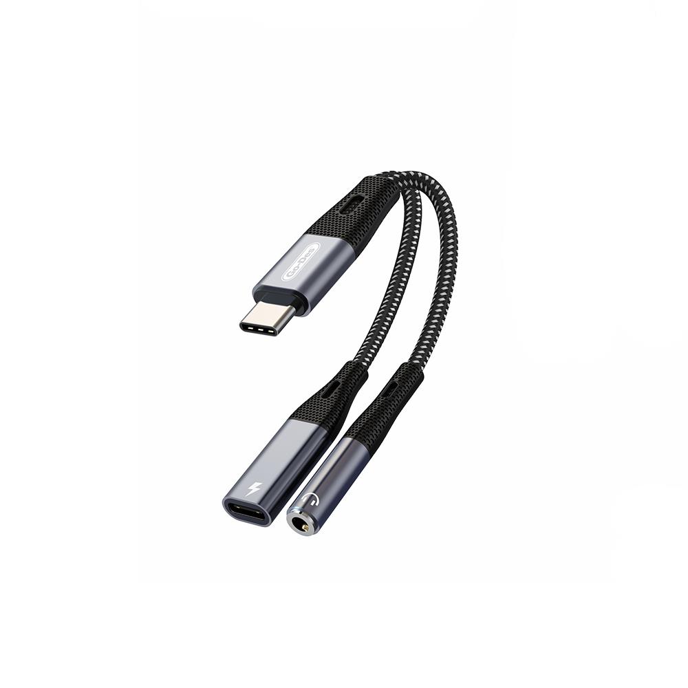 Go Des GD-UC162 3.5mm Jack Girişli Type-C 2in1 Şarj ve Ses Kablosu