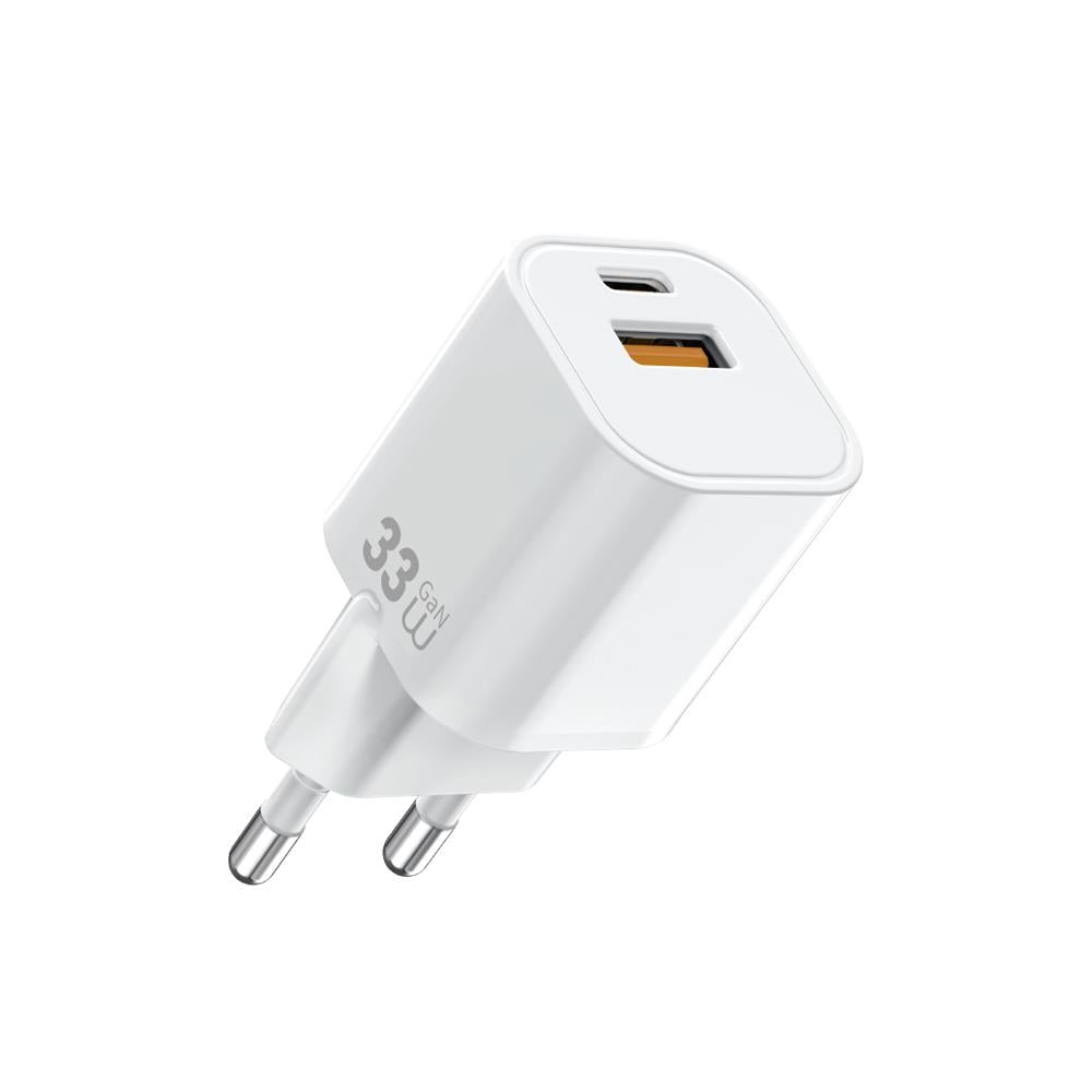 Wiwu Wi-G017 Cube Serisi Type-C PD & USB-A GaN Tech PD Hızlı Şarj Özellikli Mini Şarj Başlığı 33W