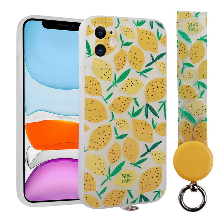 Apple iPhone 11 Kılıf Desenli El Askılı İpli Zore Arte Silikon Kapak