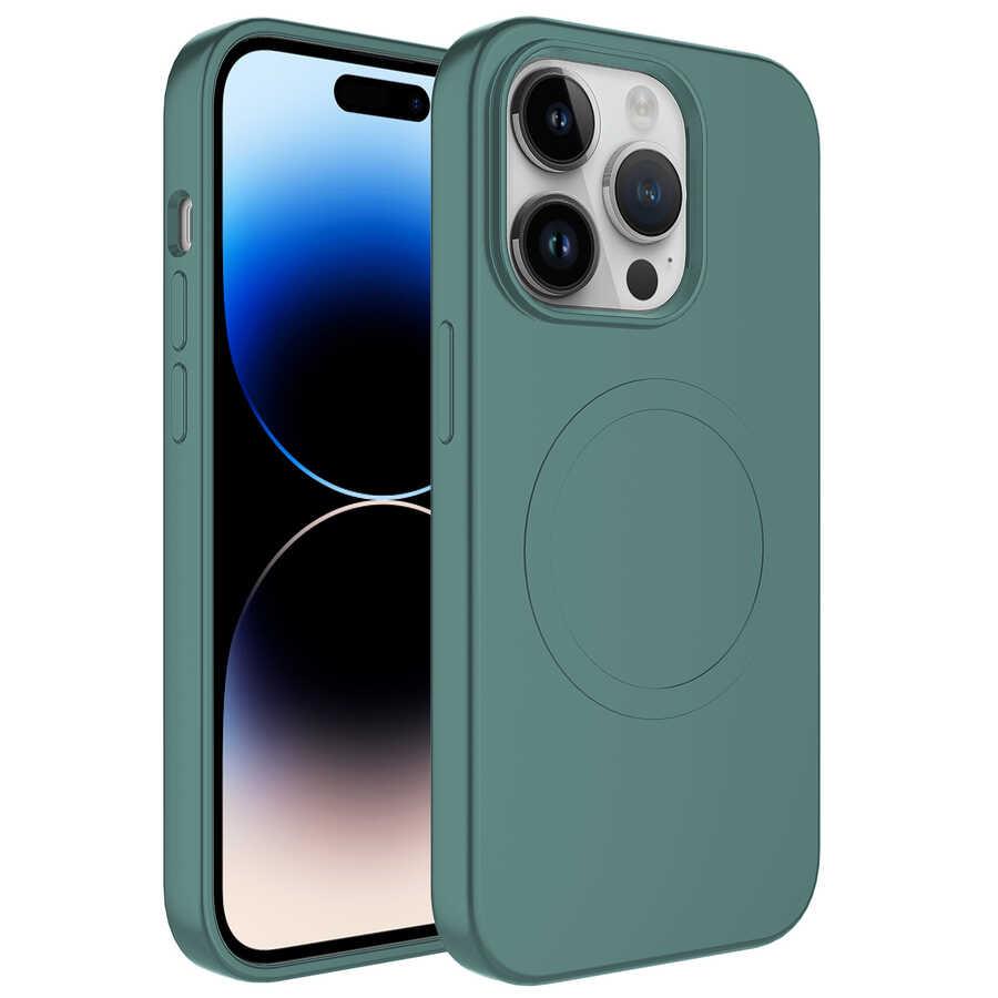 Apple iPhone 13 Pro Kılıf Magsafe Wireless Şarj Özellikli Pastel Renk Silikon Zore Plas Kapak