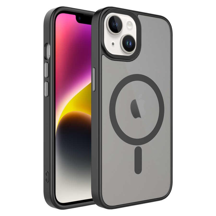 Apple iPhone 14 Kılıf Mat Arka Yüzey Wireless Şarj Özellikli Zore Flet Magsafe Kapak
