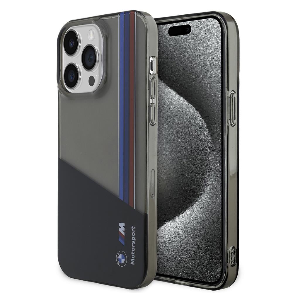 Apple iPhone 14 Pro Max Kılıf BMW Orjinal Lisanslı Yarı Transparan M Dizayn Çizgili Kapak