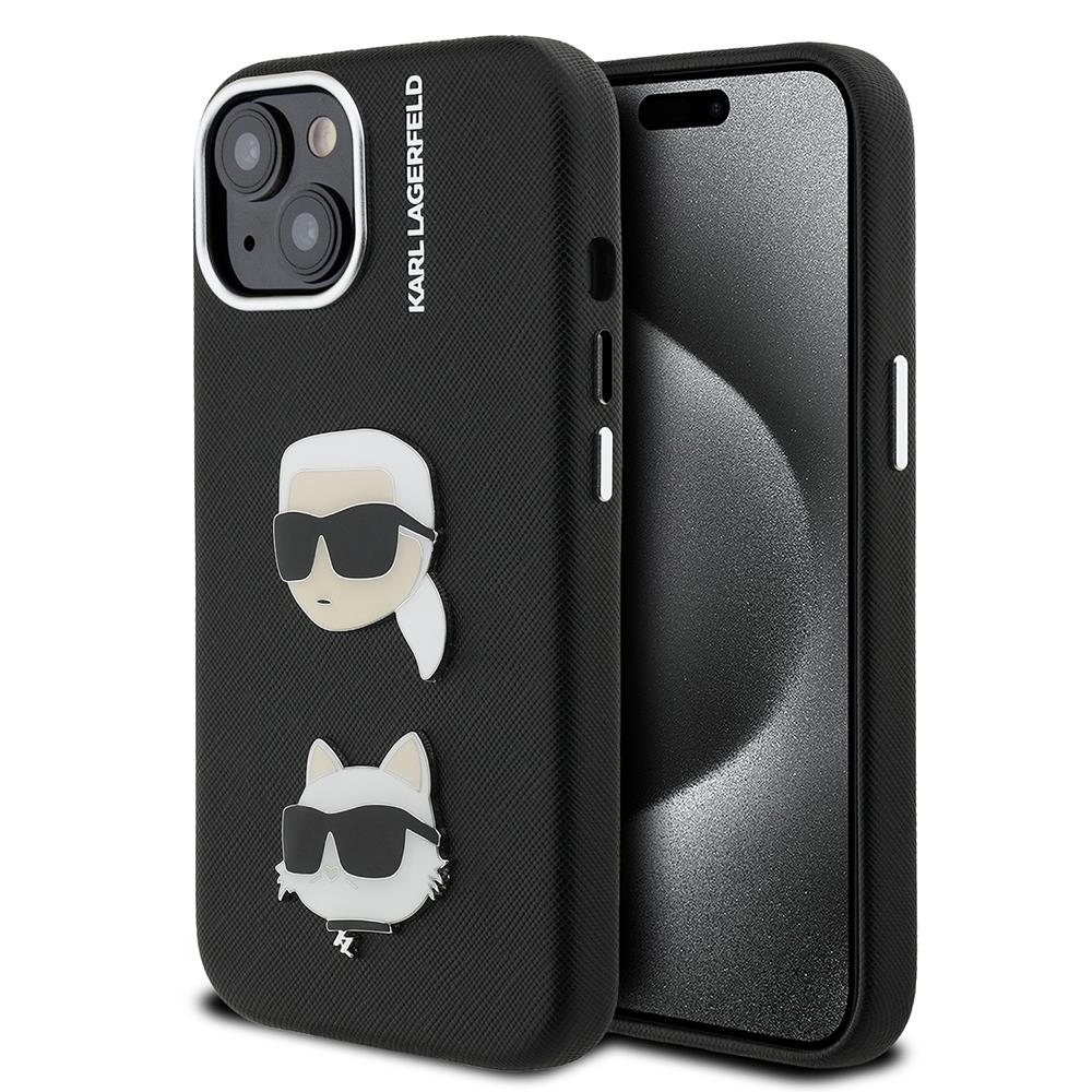 Apple iPhone 15 Kılıf Karl Lagerfeld Orjinal Lisanslı K&C Heads Pin Kapak