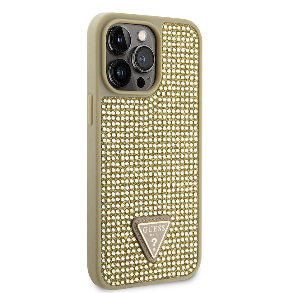 Apple iPhone 15 Pro Max Kılıf Guess Orjinal Lisanslı PU Deri Metal Yazı Logolu Kapitone Kapak