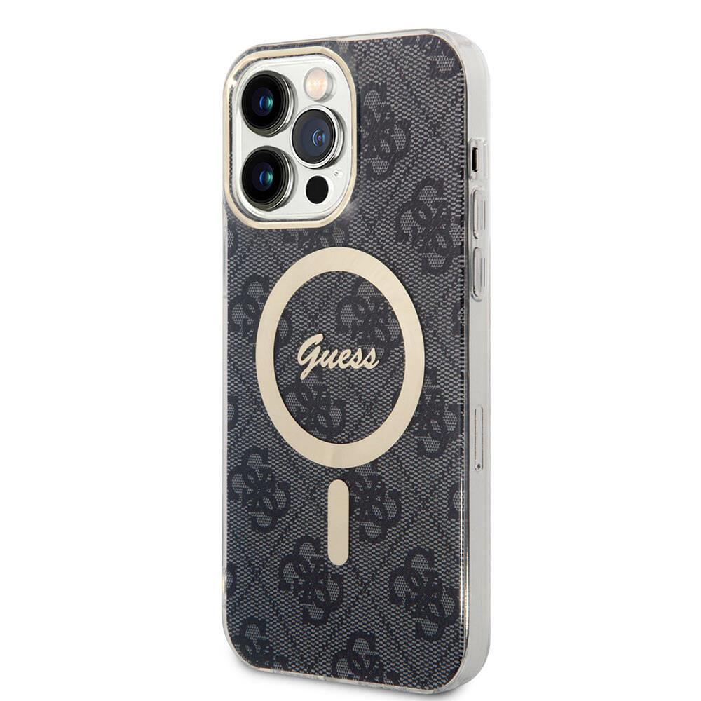 Apple iPhone 15 Pro Max Kılıf Guess Orjinal Lisanslı Magsafe Şarj Özellikli Yazı Logolu 4G Desenli Kapak