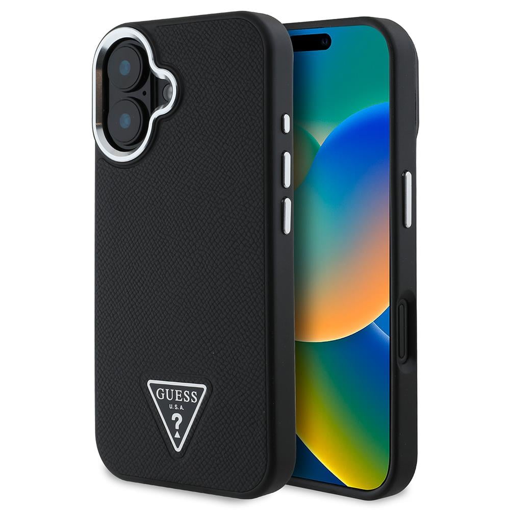 Apple iPhone 16 Plus Kılıf Guess Orjinal Lisanslı Magsafe Şarj Özellikli Grained Triangle Kapak