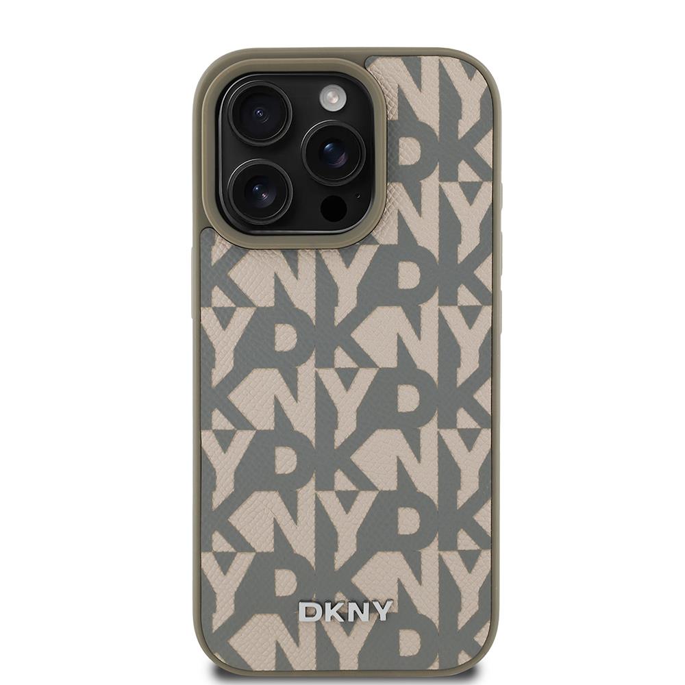 Apple iPhone 16 Pro Kılıf DKNY Orjinal Lisanslı Magsafe Şarj Özellikli 3D Yazılı Grid Pattern Kapak