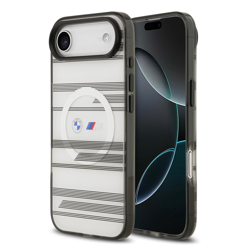 Apple iPhone 17 Air Kılıf BMW Orjinal Lisanslı M-safe Şarj Özellikli Metal Kamera Butonlu Yatay Şeritli M Dizayn Kapak