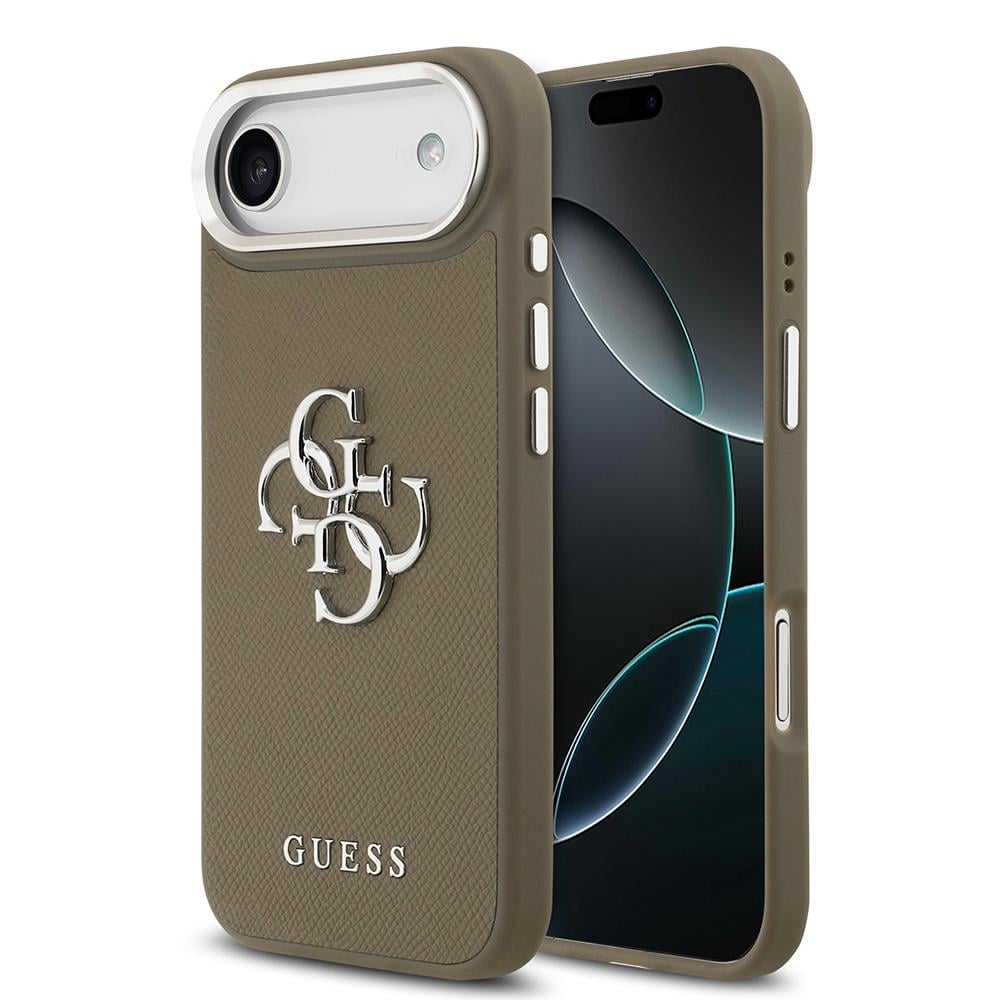 Apple iPhone 17 Air Kılıf Guess Orjinal Lisanslı Grained 4G Metal Büyük Logolu Kapak