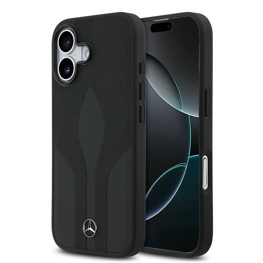 Apple iPhone 17 Kılıf Mercedes Benz Orjinal Lisanslı M-safe Şarj Özellikli Dokulu Desenli Deri Kapak