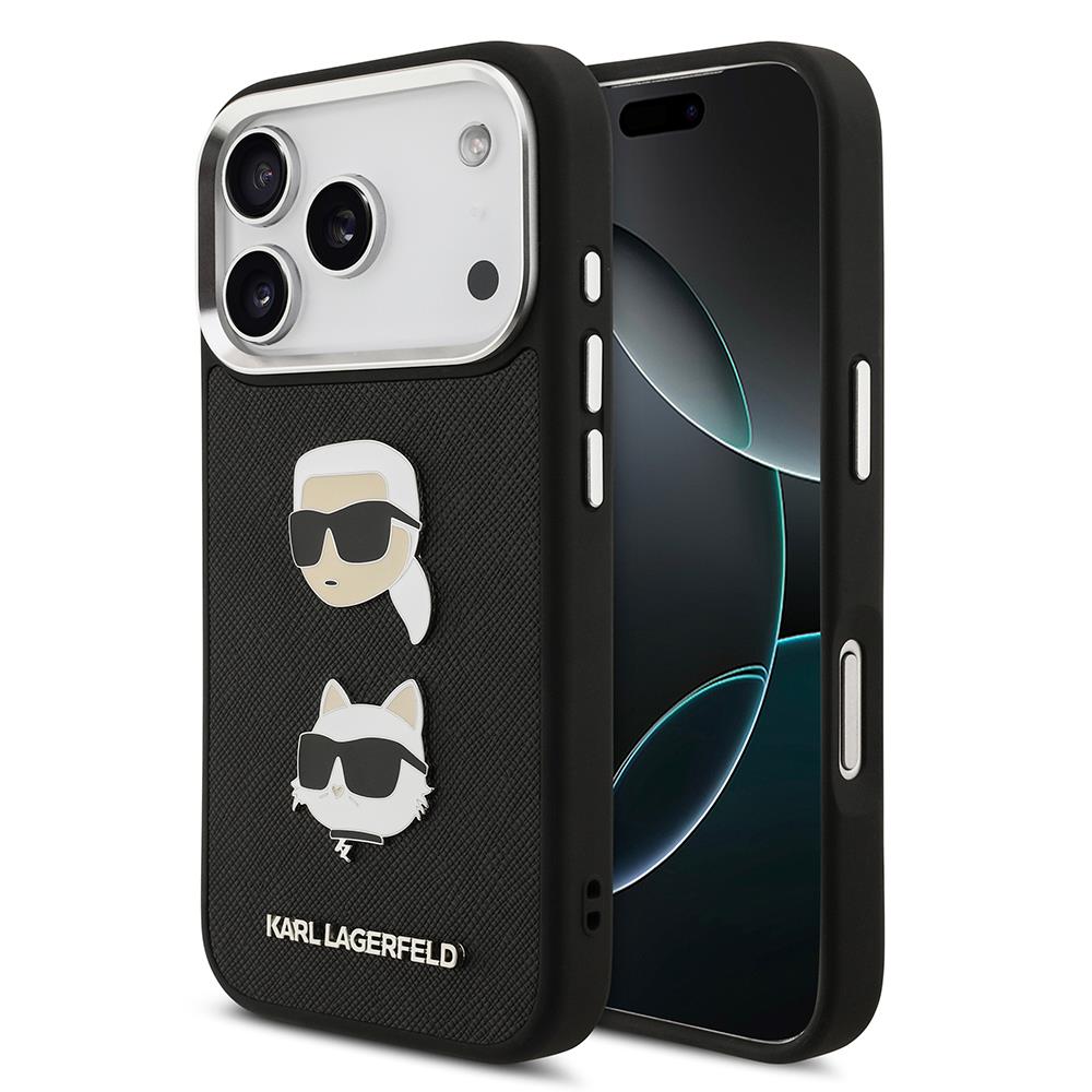 Apple iPhone 17 Pro Kılıf Karl Lagerfeld Orjinal Lisanslı Metal Logolu K&C Heads Pin Kapak