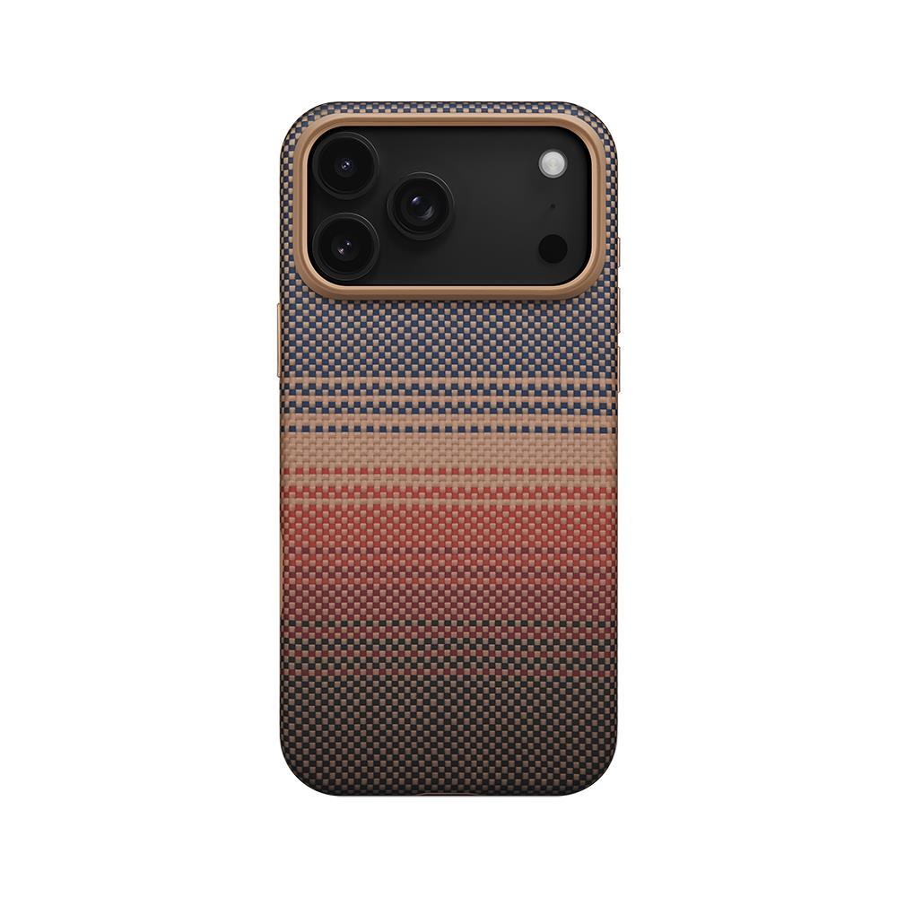 Apple iPhone 17 Pro Kılıf M-safe Şarj Özellikli Aramid Fiber Pitaka Military-Grade Sunset-Moonrise Serisi Sunset Kapak