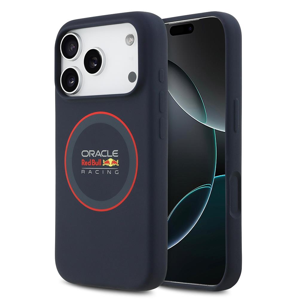 Apple iPhone 17 Pro Kılıf Redbull Orjinal Lisanslı M-safe Şarj Özellikli Kırmızı Halka ve Logo Silikon Kapak
