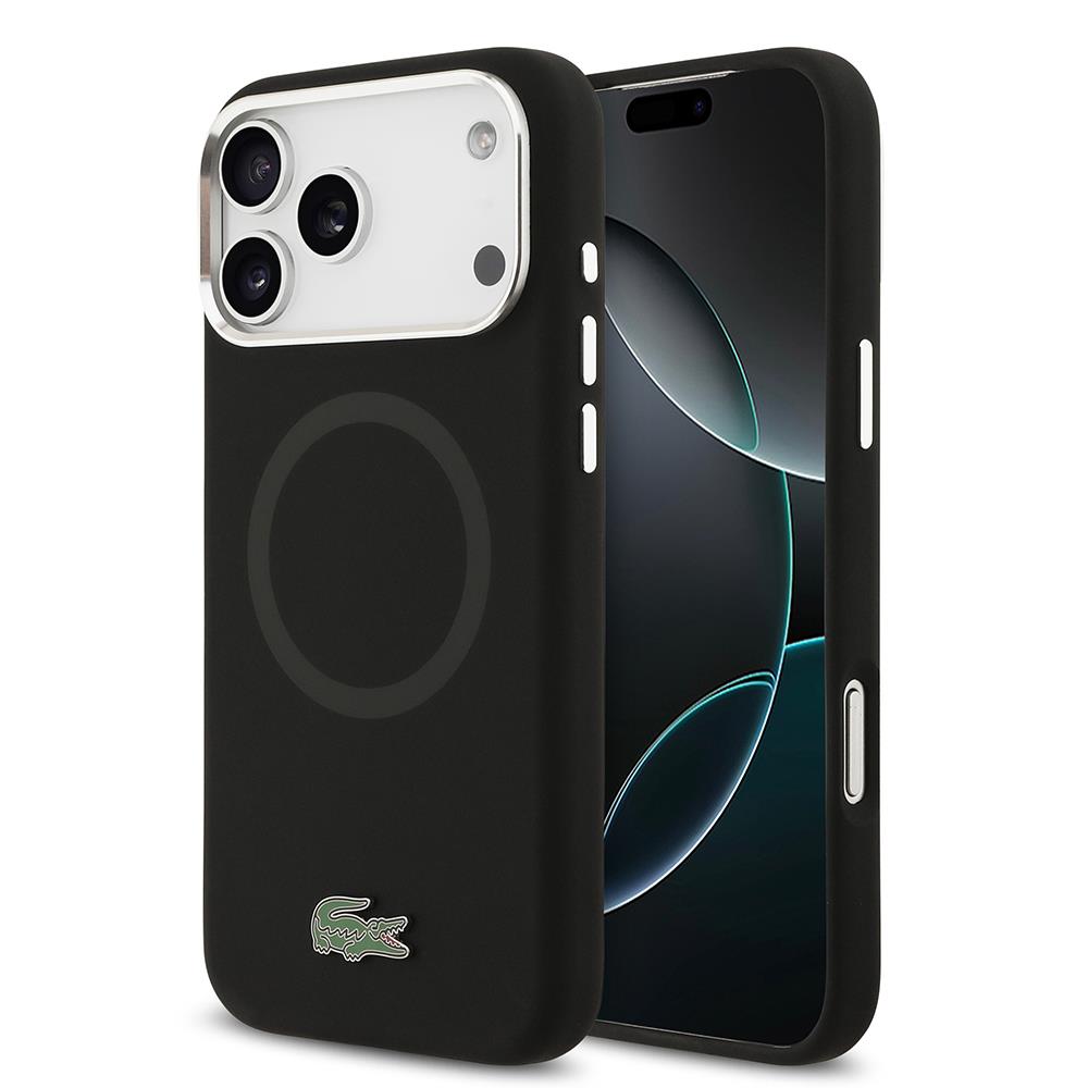 Apple iPhone 17 Pro Max Kılıf Lacoste Orjinal Lisanslı M-safe Şarj Özellikli İkonik Logolu Metal Kamera Çerçeveli Silikon Kapak