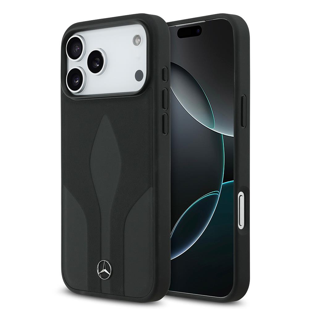 Apple iPhone 17 Pro Max Kılıf Mercedes Benz Orjinal Lisanslı M-safe Şarj Özellikli Dokulu Desenli Deri Kapak