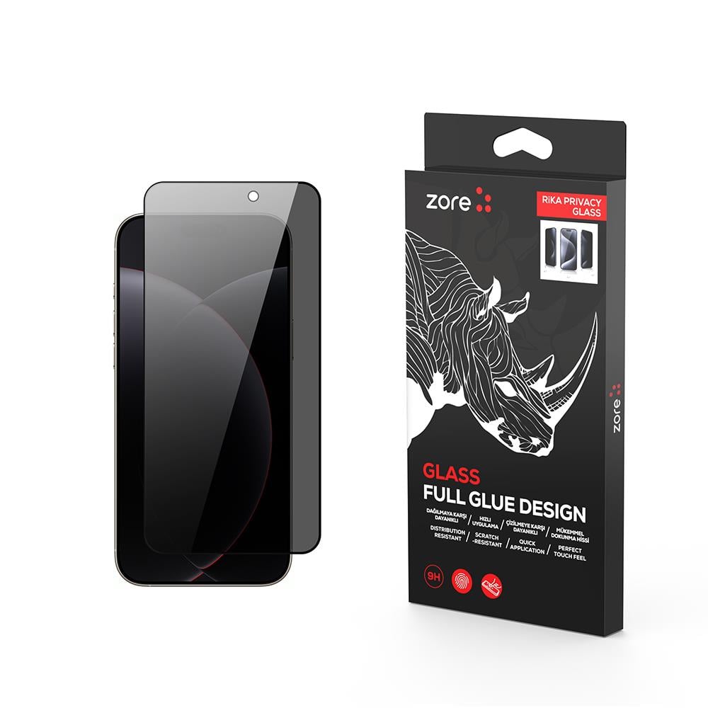 Apple iPhone 17 Pro Max Zore Rika Premium Privacy Temperli Cam Ekran Koruyucu