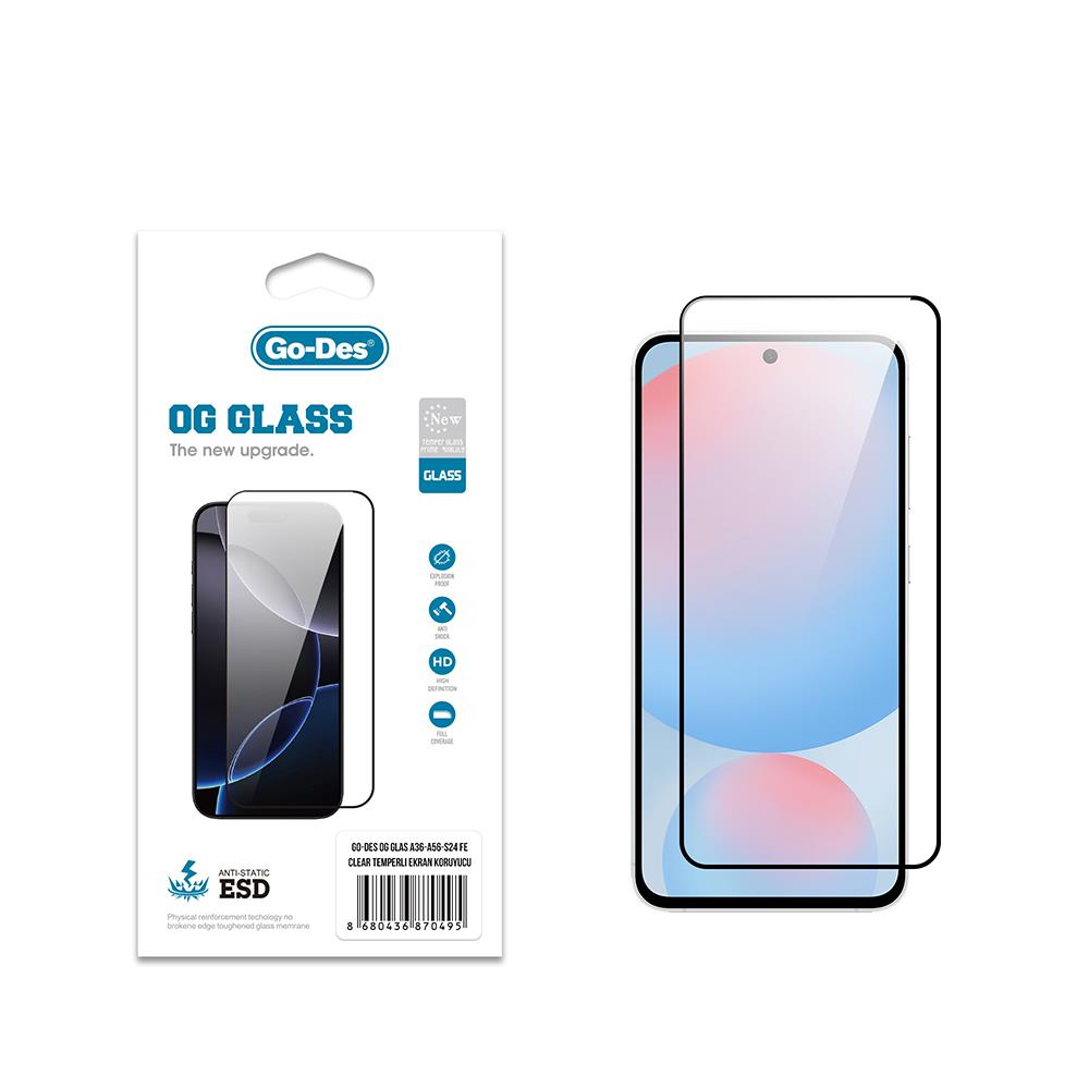 Galaxy S24 FE Go Des OG Glass Antistatik Temperli Cam Ekran Koruyucu