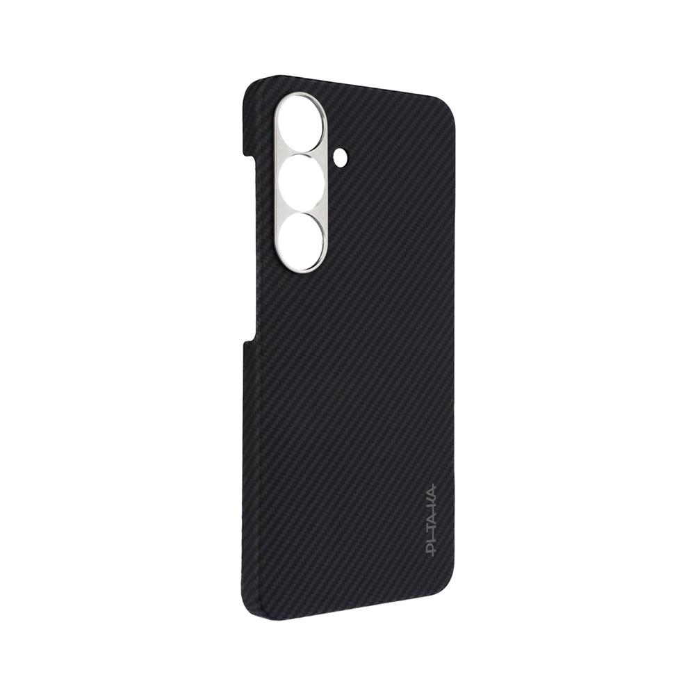 Galaxy S25 Kılıf Magsafe Şarj Özellikli 600D Aramid Fiber Pitaka Ultra-Slim Classic Serisi Black-Grey Twill Kapak