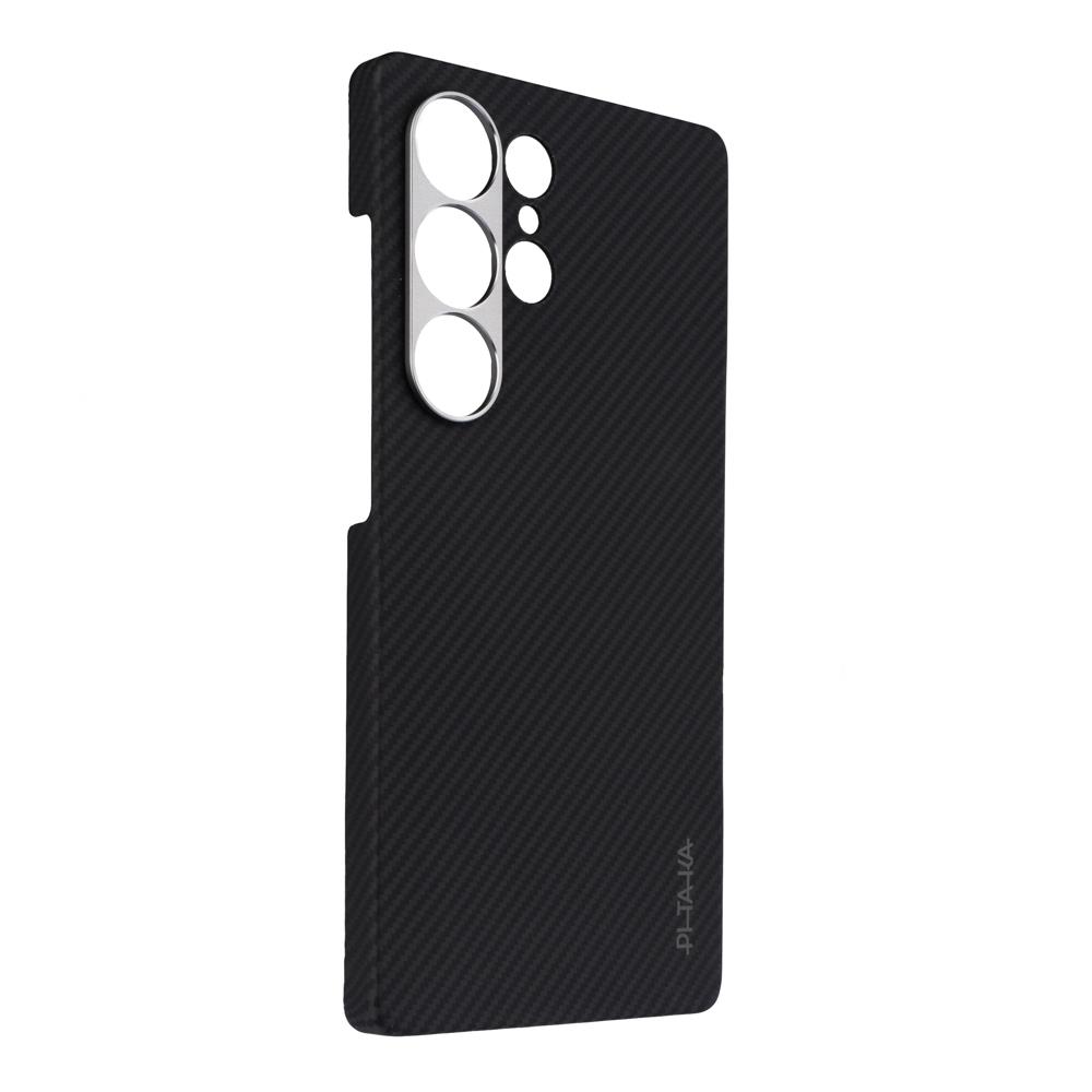 Galaxy S25 Ultra Kılıf Magsafe Şarj Özellikli 600D Aramid Fiber Pitaka Ultra-Slim Classic Serisi Black-Grey Twill Kapak