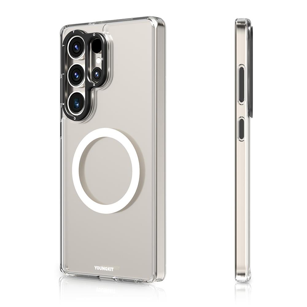 Galaxy S25 Ultra Kılıf Magsafe Şarj Özellikli Cam Arka Yüzey TPU Youngkit Gemstone Serisi Kapak