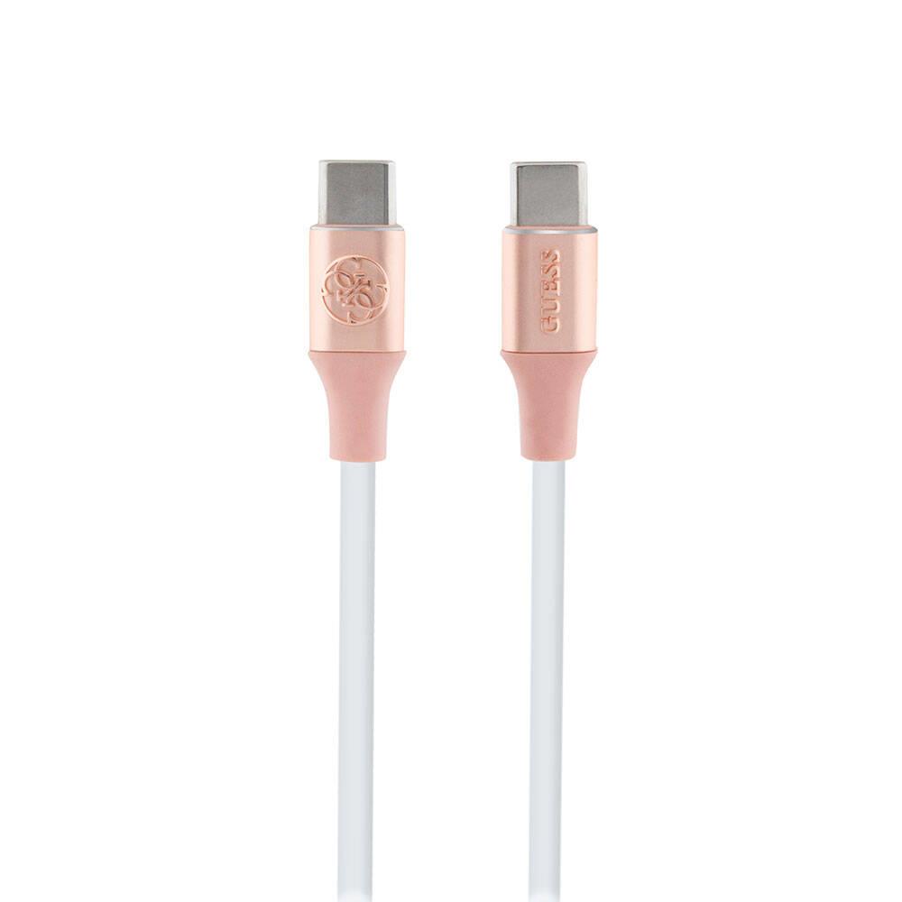 Guess Orjinal Lisanslı 4G ve Yazı Logolu Aydınlatmalı Kablo Ucu Hızlı Şarj Özellikli Type-C To Type-C PD Kablo 3A 1.5m