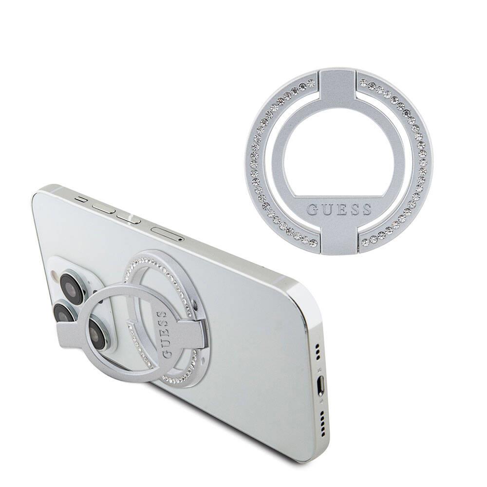 Guess Orjinal Lisanslı Magsafe Şarj Özellikli Yazı Logolu Taşlı Yüzüklü Magnetik Stand
