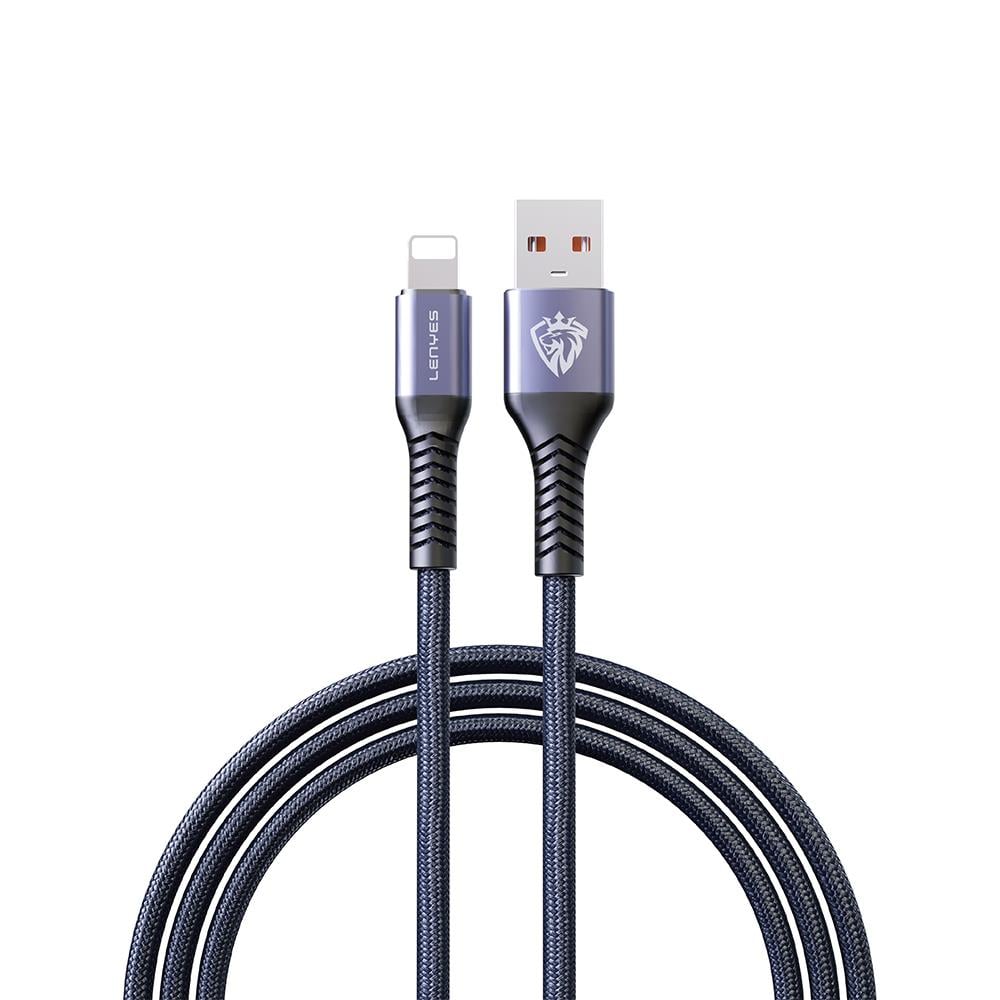 Lenyes LC510 USB-A to Lightning 2.4A Örgü Tasarımlı Hızlı Şarj Özellikli Data ve Şarj Kablosu 1M