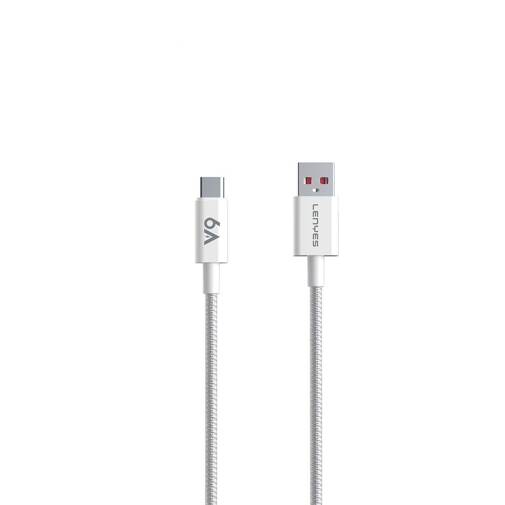 Lenyes LC518 USB-A to Type-C 6A Örgü Tasarımlı Hızlı Şarj Özellikli Data ve Şarj Kablosu 66W 1M