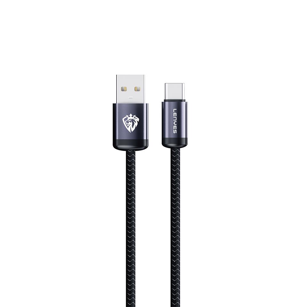 Lenyes LC537 USB-A to Type-C Örgü Tasarımlı Hızlı Şarj Özellikli Data ve Şarj Kablosu 10W 1M