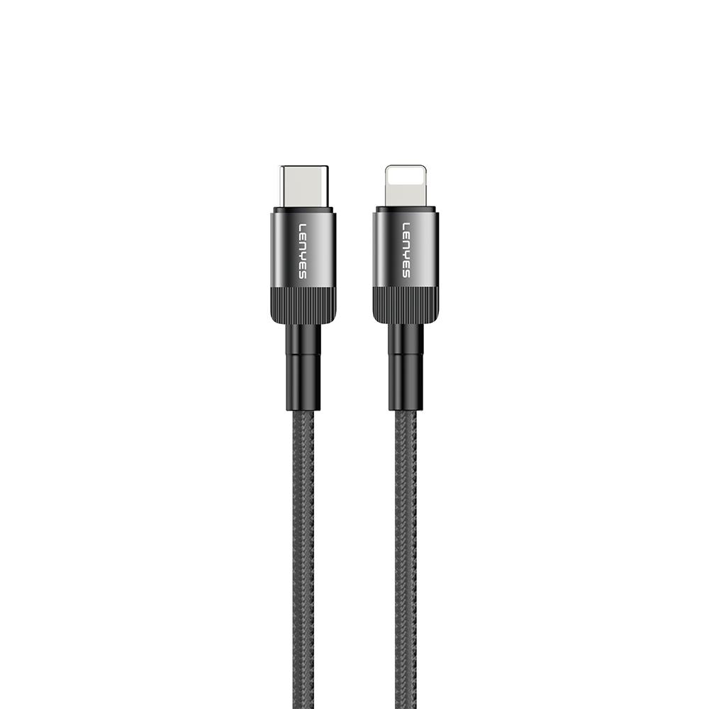 Lenyes LC546 Type-C to Lightning Örgü Tasarımlı Hızlı Şarj Özellikli Data ve Şarj Kablosu 27W 1M