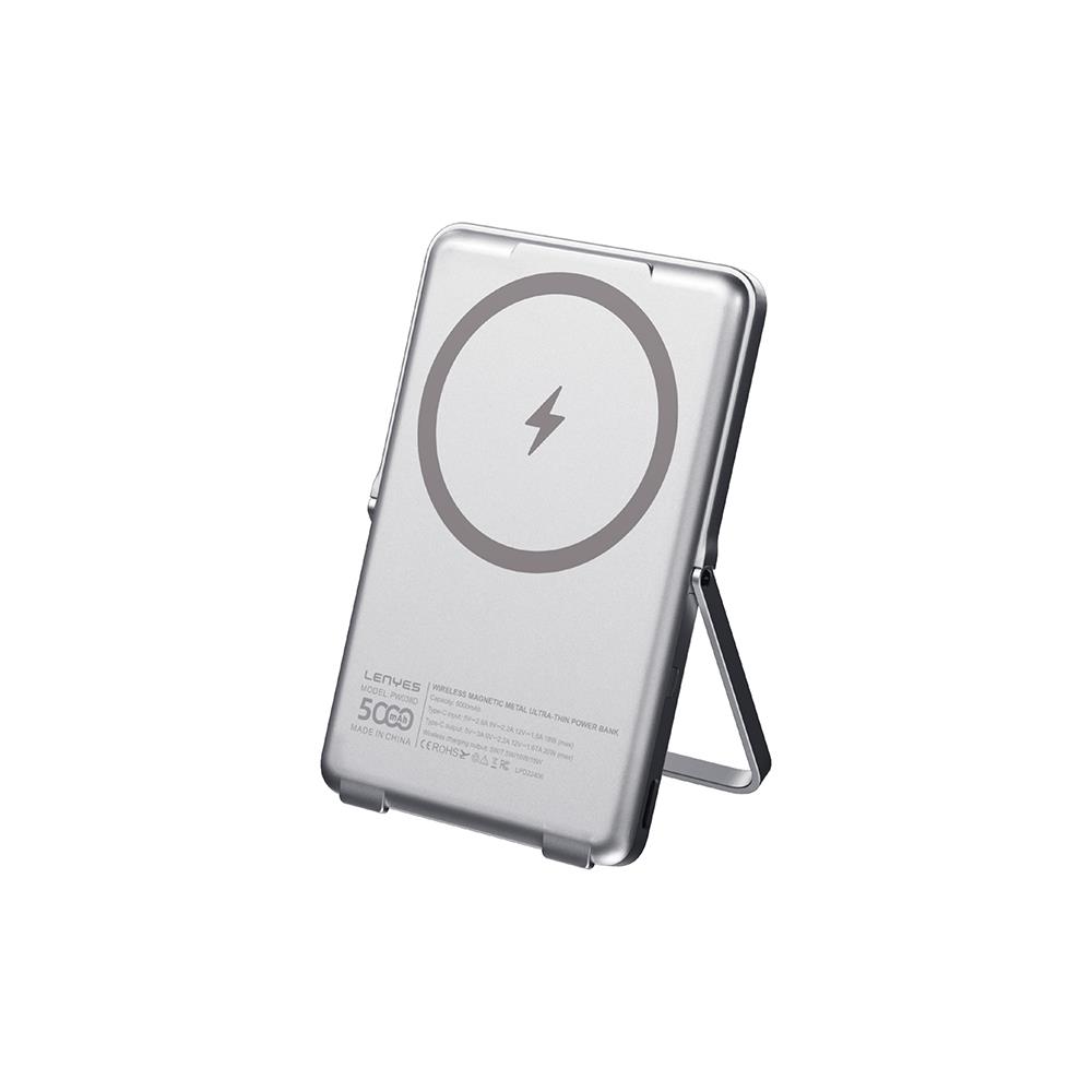 Lenyes PW038D 20W Ultra İnce Standlı Wireless Powerbank 15W 5000mAh
