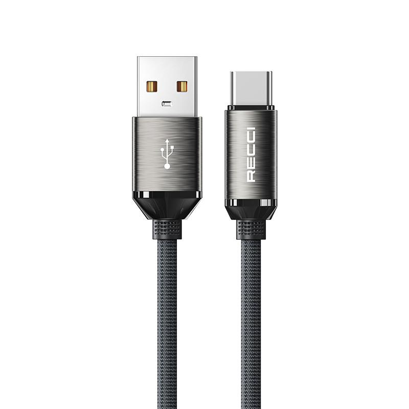 Recci RS35C USB-A to Type-C Örgü Tasarımlı Hızlı Şarj Özellikli Data ve Şarj Kablosu 1M