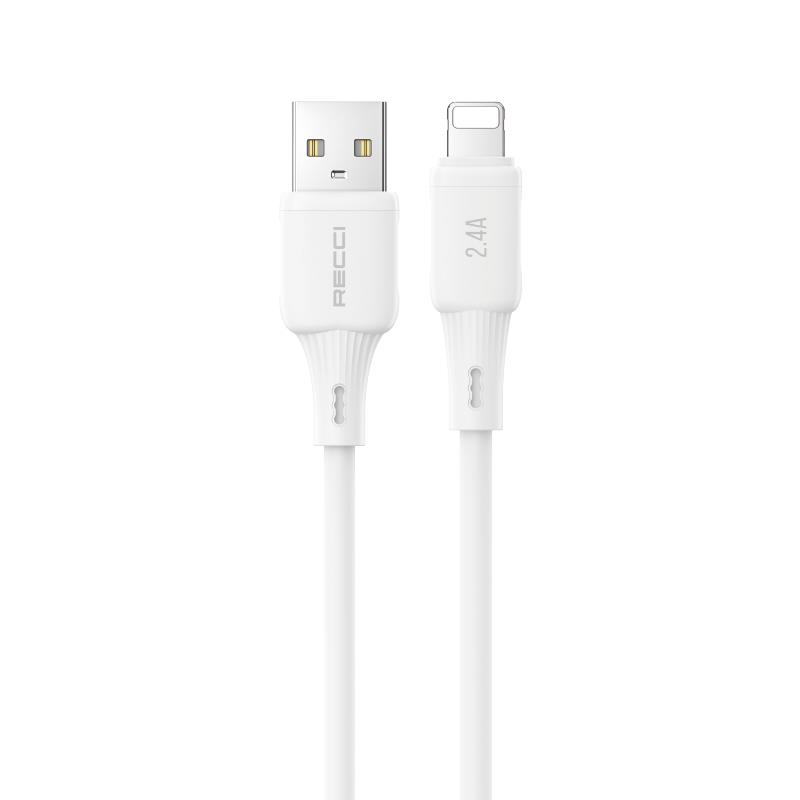 Recci RS52L USB-A to Lightning 2.4A Hızlı Şarj Özellikli Data ve Şarj Kablosu 1M
