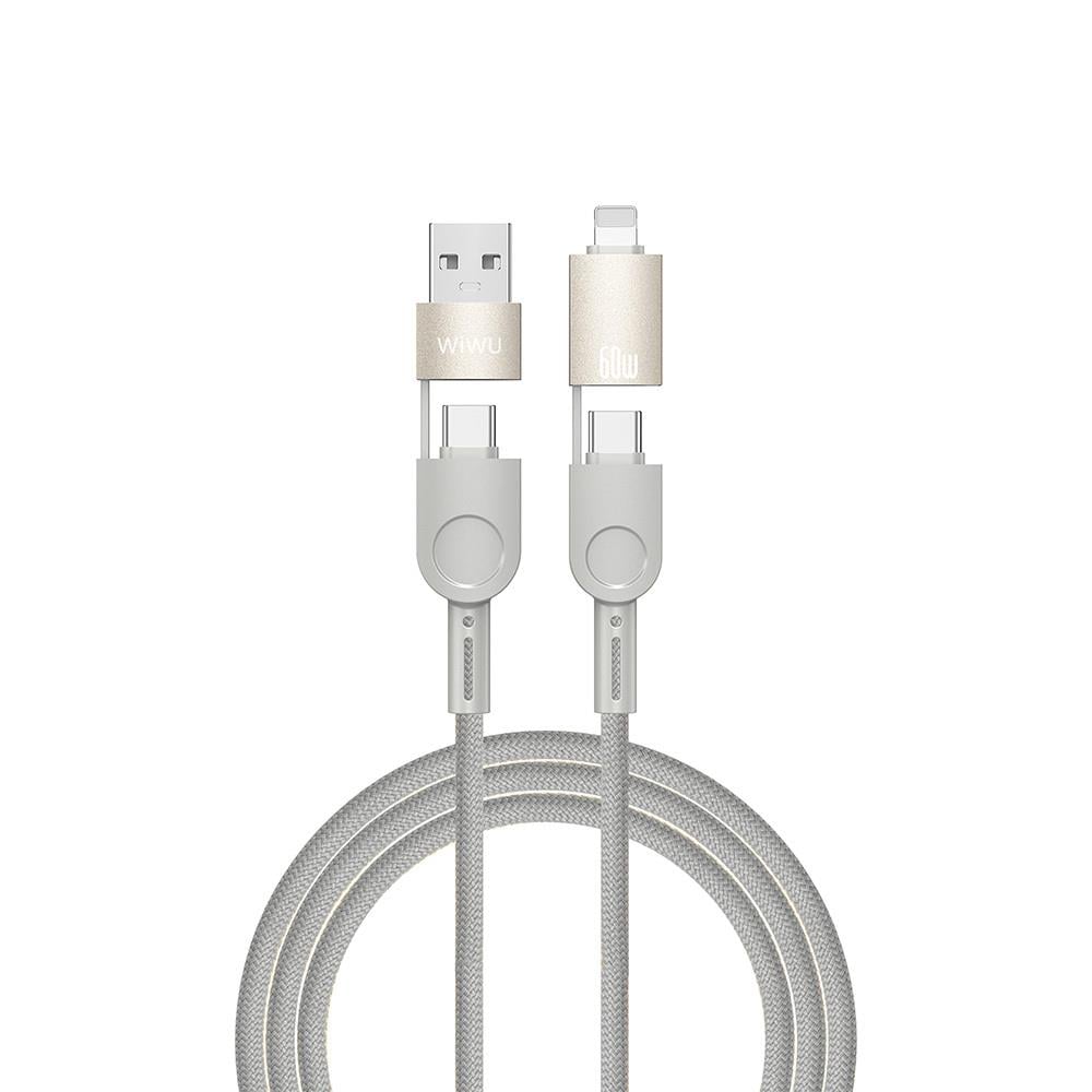 Wiwu 4in1 Raptor Serisi Çoklu USB-A + Type-C to Type-C + Lightning Şarj ve Data Kablosu 60W 200cm